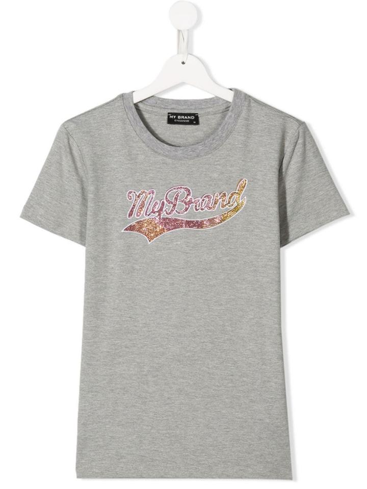 My Brand Kids Teen Studded Logo T-shirt - Grey