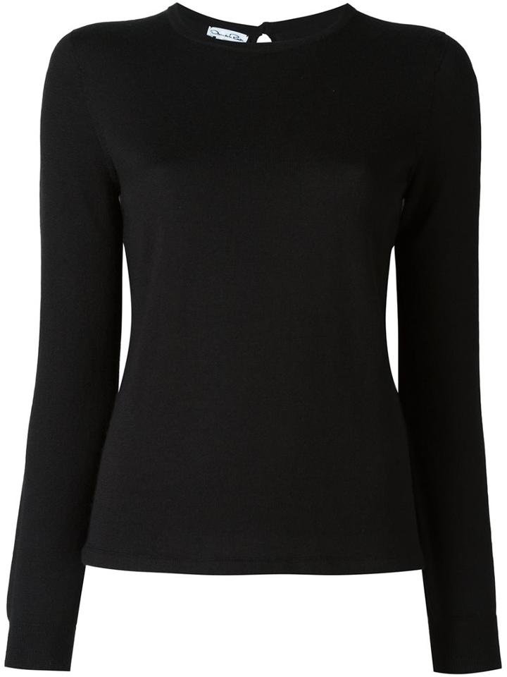 Oscar De La Renta Classic Jumper, Women's, Size: Medium, Black, Silk/cashmere