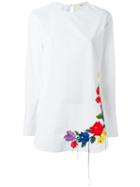 Ports 1961 Rainbow Flower Embroidered Top, Women's, Size: 40, White, Cotton/viscose