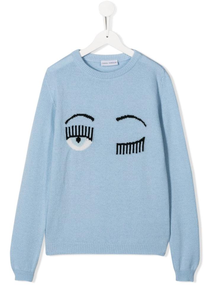 Chiara Ferragni Kids Teen Flirting Eye Jumper - Blue