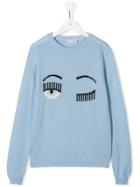 Chiara Ferragni Kids Teen Flirting Eye Jumper - Blue