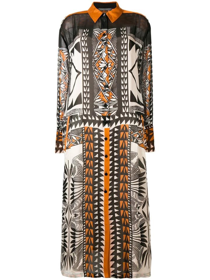 Alberta Ferretti Geometric Print Shirt Dress - Black