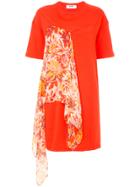 Msgm T-shirt Dress With Floral Scarf Detail - Yellow & Orange