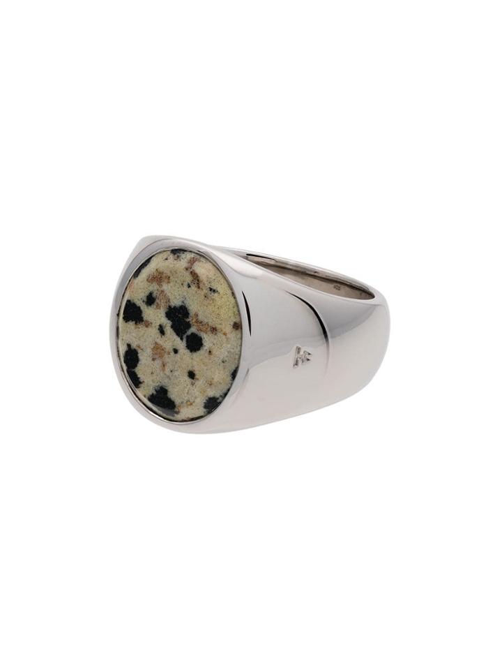 Tom Wood Silver Cushion Leopard Jaspar Signet Ring