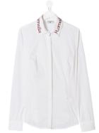 Monnalisa Teen Embroidered Collar Shirt - White