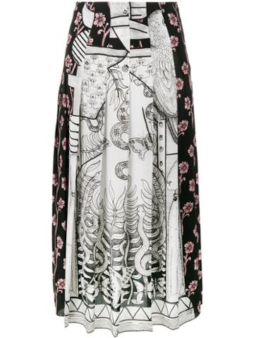 Gucci - Chariot Printed Midi Skirt - Women - Silk - 44, Black, Silk