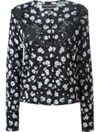 Dolce & Gabbana Floral Print Cardigan, Women's, Size: 46, Black, Silk/cashmere