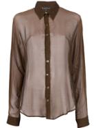 Jean Paul Gaultier Vintage Sheer Shirt, Size: 44, Brown
