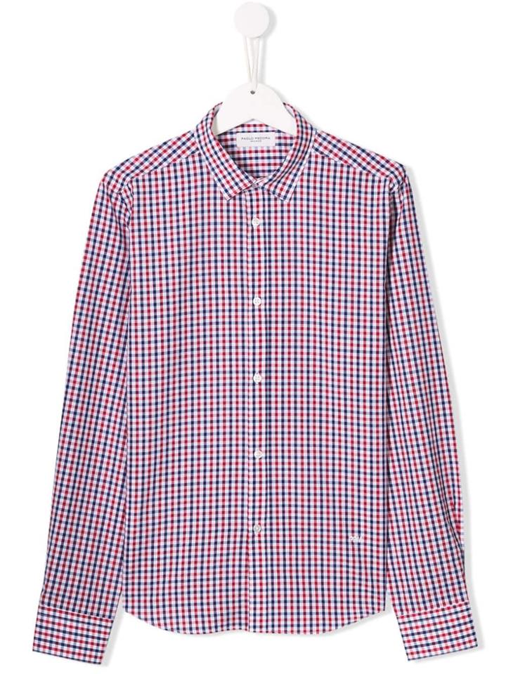 Paolo Pecora Kids Teen Gingham Check Shirt - Red