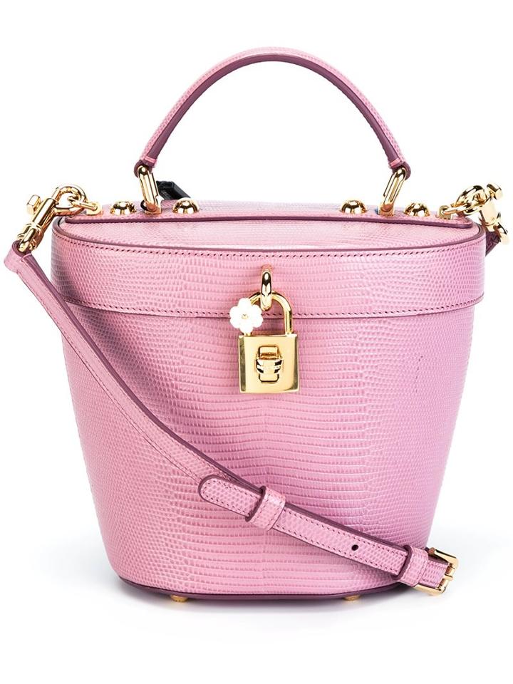Dolce & Gabbana Small Lizardskin Effect Basket Tote, Women's, Pink/purple