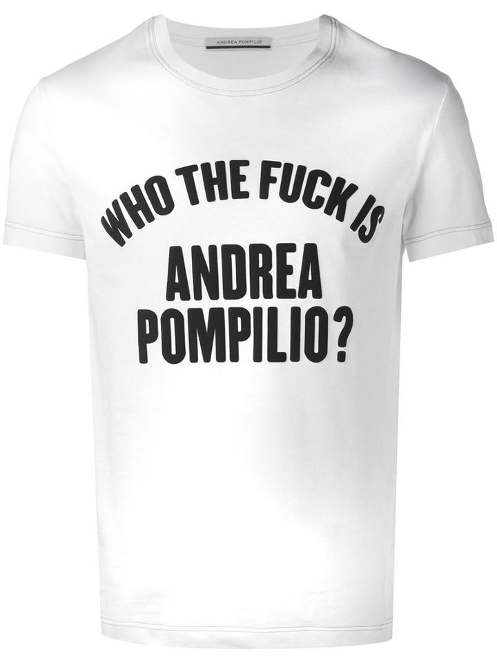 Andrea Pompilio 'who The Fuck Is' T-shirt, Men's, Size: 46, White, Cotton