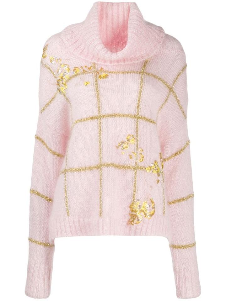 Delpozo Metallic Check Jumper - Pink