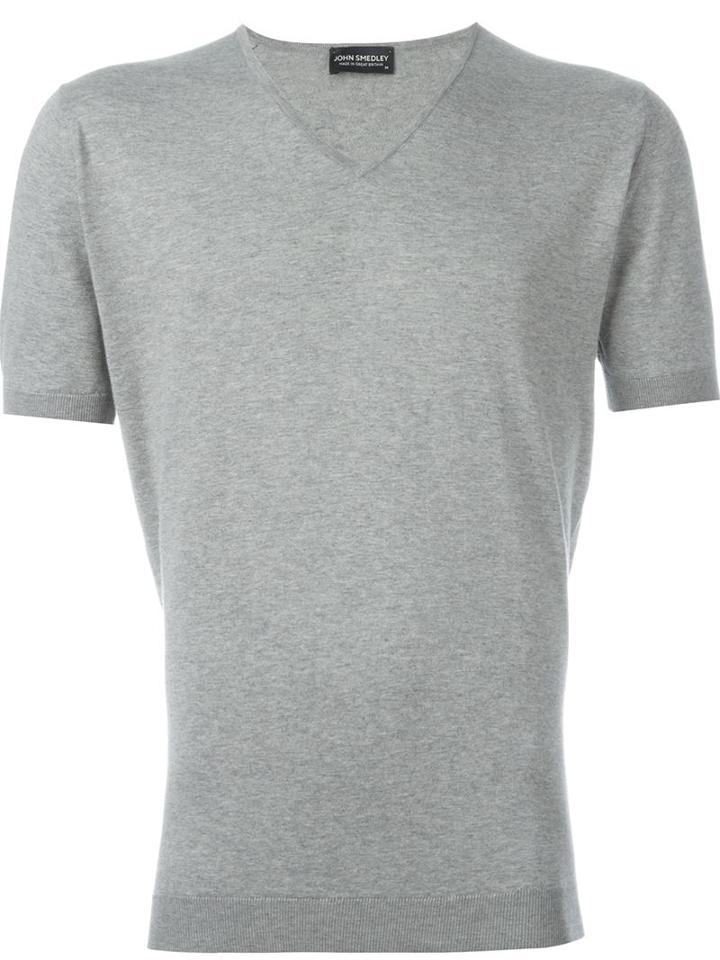 John Smedley Fine Knit Short Sleeve Top, Men's, Size: Xl, Grey, Cotton