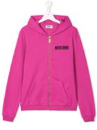 Moschino Kids Logo Print Hoodie, Girl's, Size: 14 Yrs, Pink/purple