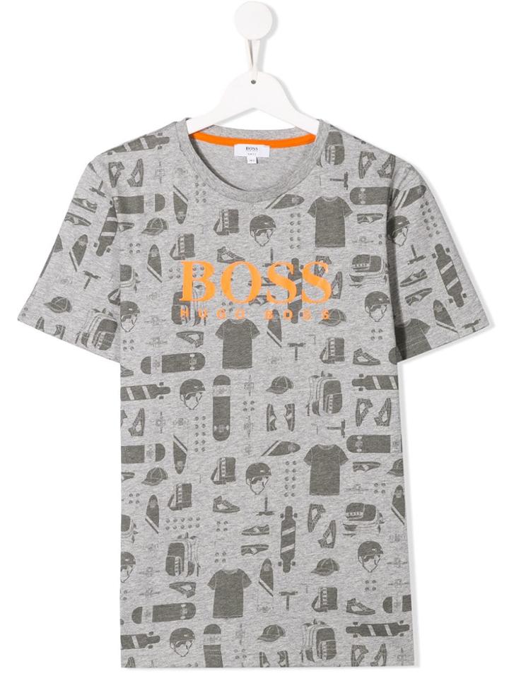 Boss Kids All-over Print T-shirt - Grey