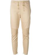 Balmain - Ribbed Skinny Trousers - Women - Cotton/spandex/elastane - 38, Nude/neutrals, Cotton/spandex/elastane