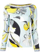 Emilio Pucci Frida Print Silk-blend Jersey Top - Blue