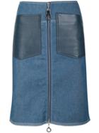 Edun Denim Patch Pocket Skirt, Women's, Size: 4, Blue, Cotton/lamb Skin