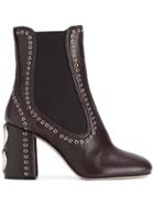 Miu Miu Eyelet Detail Ankle Boots - Brown