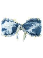 Blue Man Frayed Denim Bandeau Bikini Top, Women's, Size: Medium, Spandex/elastane/cotton