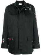 Red Valentino Embroidered Military Jacket - Black