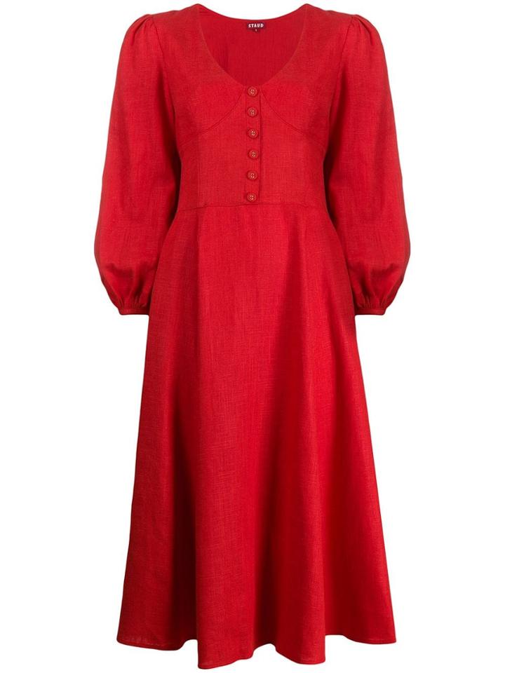 Staud Birdie V-neck Dress - Red