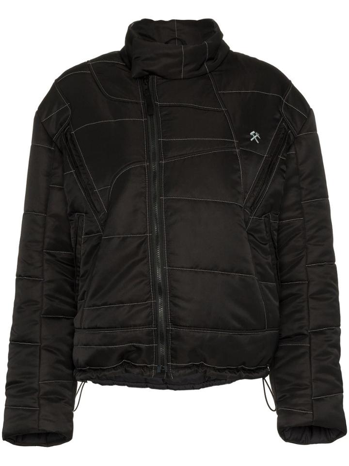 Gmbh X Browns High Neck Embroidered Puffer Jacket - Black