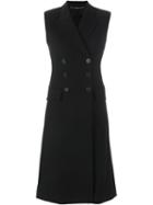 Alexander Mcqueen Double Breasted Long Waistcoat, Women's, Size: 42, Black, Silk/cotton/cupro/virgin Wool