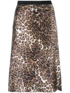 Nili Lotan Leopard Print Skirt, Women's, Size: 6, Brown, Silk