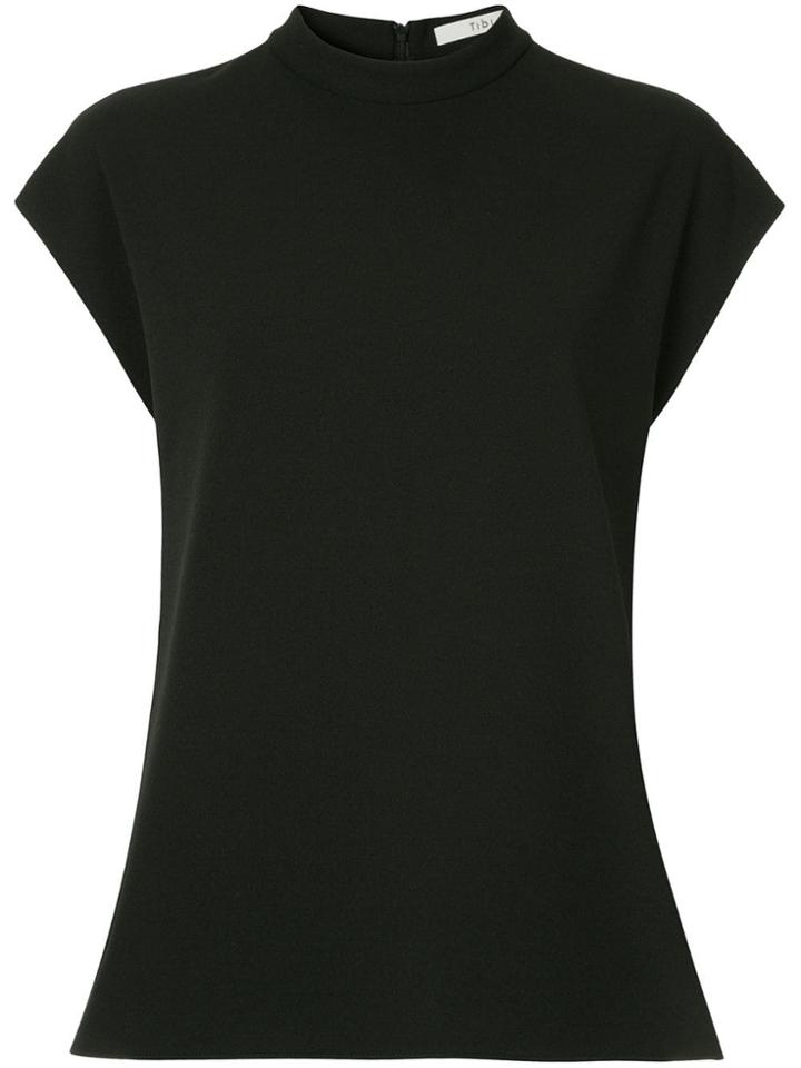 Tibi Structured Mock Neck Top - Black