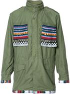 Htc Hollywood Trading Company Aztec Details Cargo Jacket, Men's, Size: Medium, Green, Cotton/leather