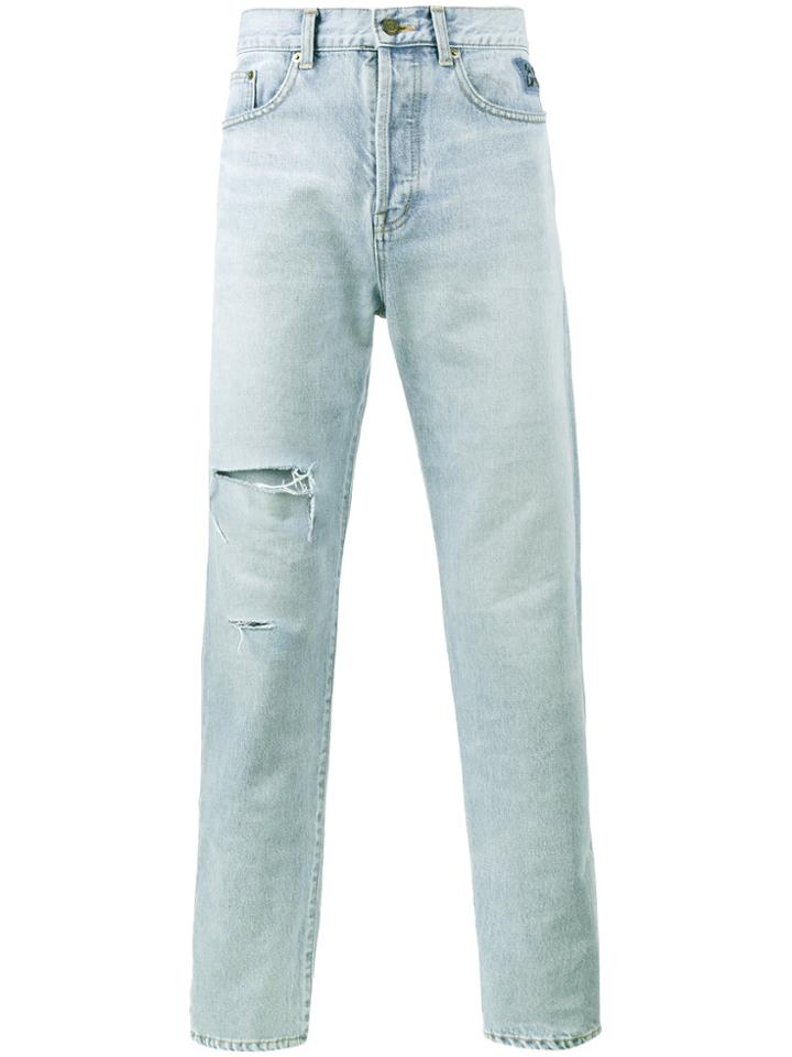 Saint Laurent Washed Blue Distressed Jeans