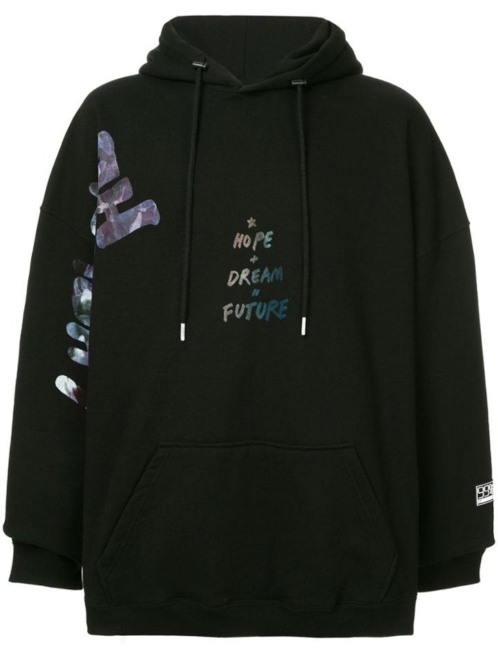 99% Is Lettering Logo Print Hoodie - Black