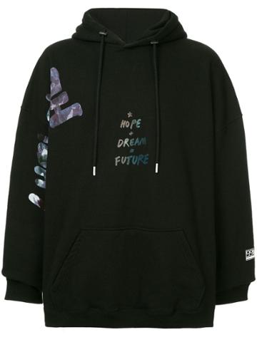 99% Is Lettering Logo Print Hoodie - Black