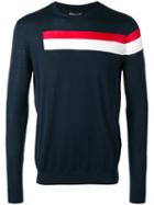 Emporio Armani Striped Jumper, Men's, Size: Large, Blue, Silk/cotton/viscose
