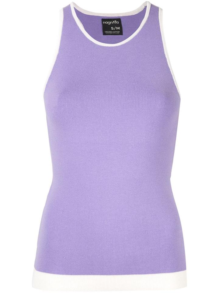 Nagnata White Trim Racerback Tank Top - Purple