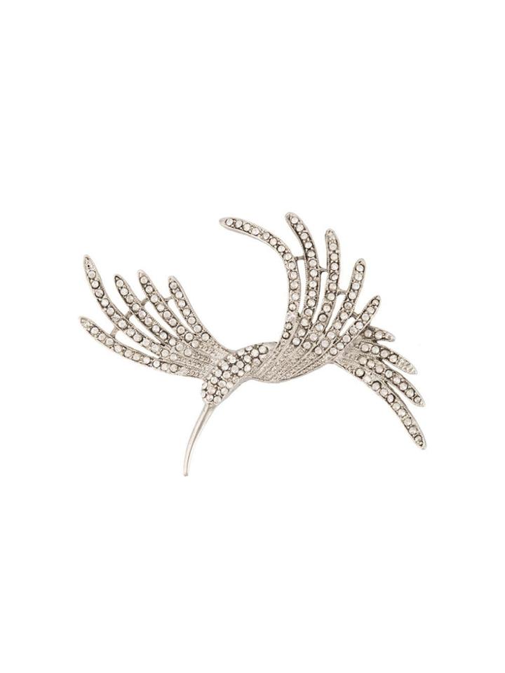 Oscar De La Renta Pave Bird Brooch - Silver