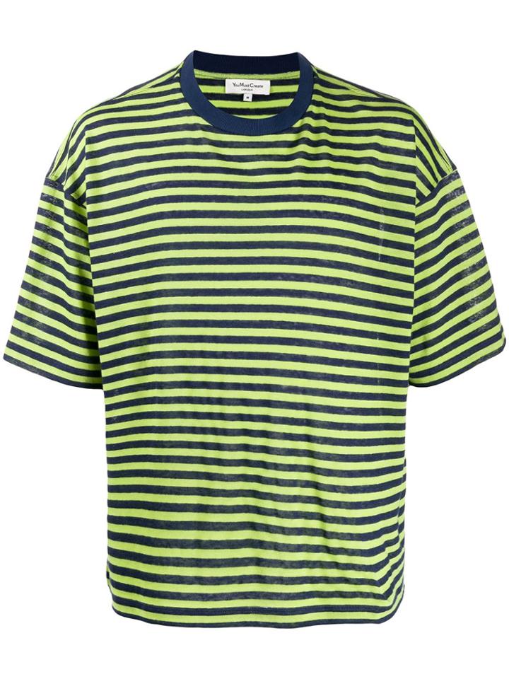 Ymc Striped Print T-shirt - Green