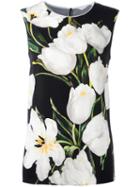 Dolce & Gabbana Tulip Print Top, Women's, Size: 38, Black, Silk/spandex/elastane