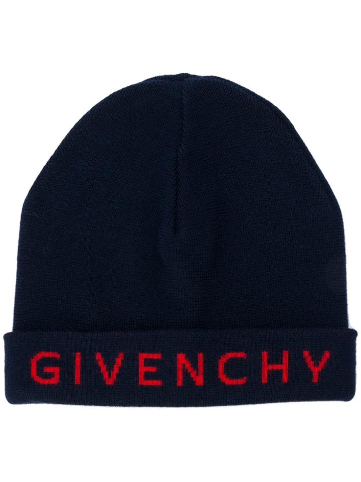 Givenchy Intarsia Logo Beanie - Blue