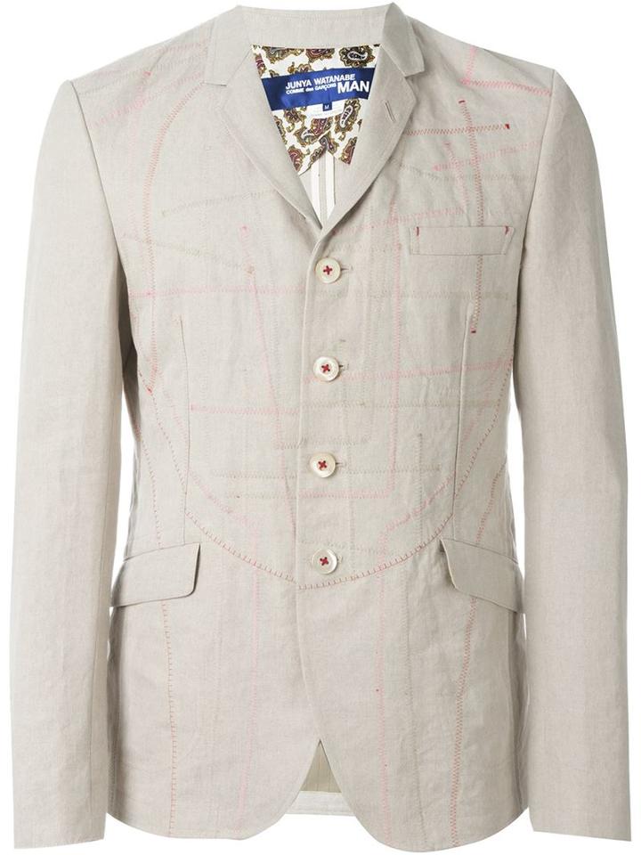 Junya Watanabe Comme Des Garçons Man Stitch Detail Blazer, Men's, Size: Medium, Nude/neutrals, Linen/flax/cupro/cotton/other Fibres