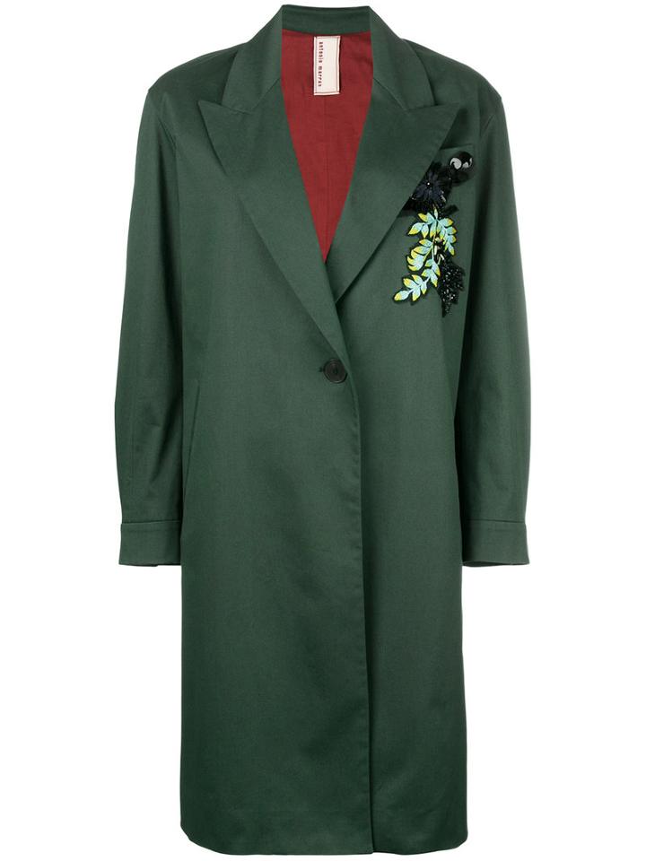 Antonio Marras Single Breasted Coat, Women's, Size: 40, Green, Cotton/spandex/elastane/polyester
