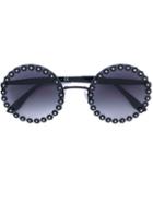 Dolce & Gabbana Eyewear - Flower Round Frame Sunglasses - Women - Metal (other) - One Size, Black, Metal (other)