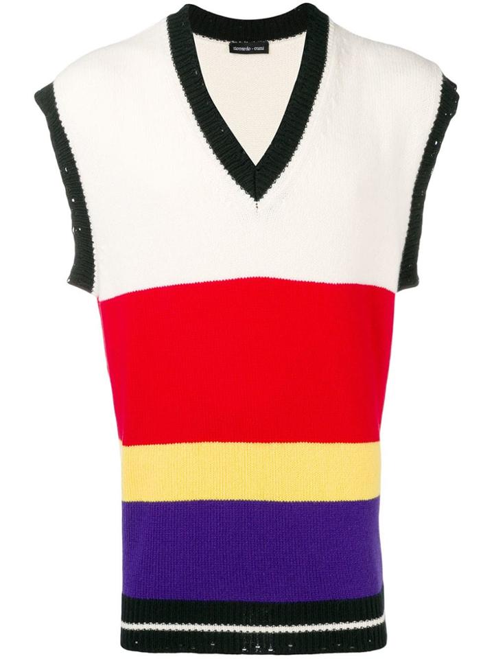 Riccardo Comi Block Stripe Sleeveless Jumper - White