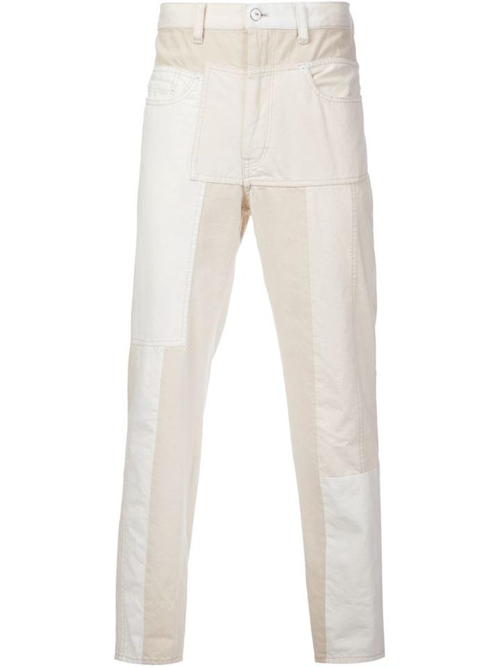 Mihara Yasuhiro Patchwork Jeans, Men's, Size: 46, White, Cotton
