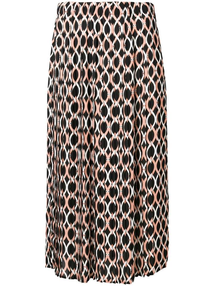 Elisabetta Franchi Printed Pleated Skirt - Black