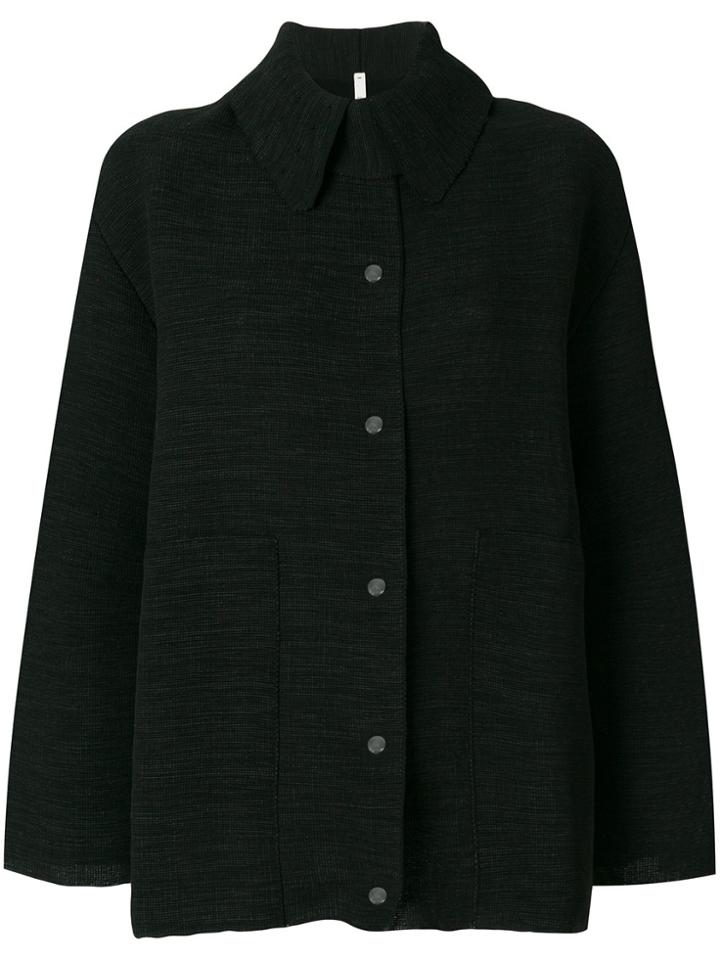 Boboutic Oversized Pop Button Jacket - Black