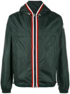 Moncler Striped Trim Hooded Jacket, Men's, Size: Xxl, Green, Polyamide