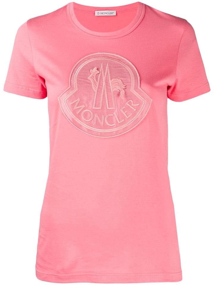 Moncler Logo Plaque T-shirt - Pink