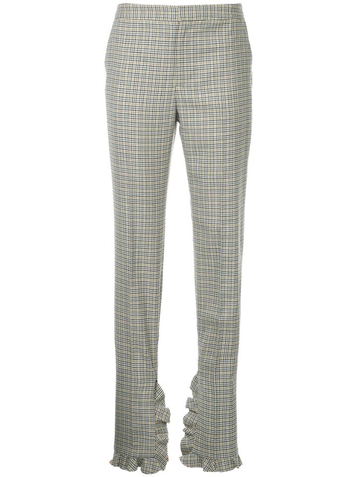 Irene Wrinkly Check Trousers - Yellow & Orange